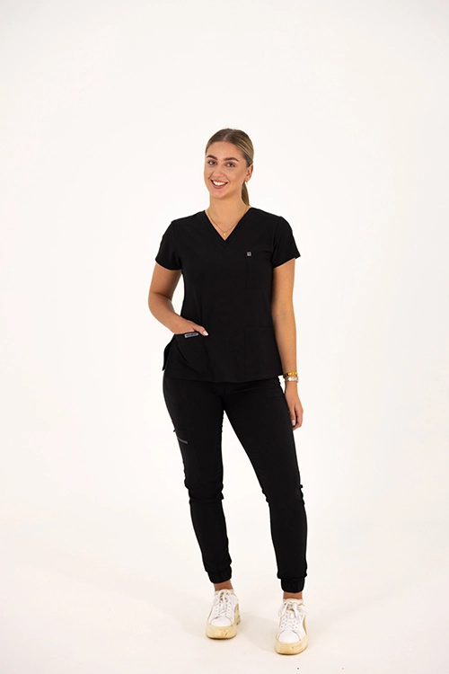Scrubos Frontrunner Ladies Black Jogger Scrub Pants