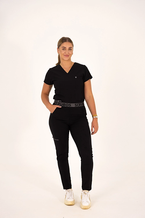 Scrubos Frontrunner Ladies Straight-Cut Black Scrub Pants
