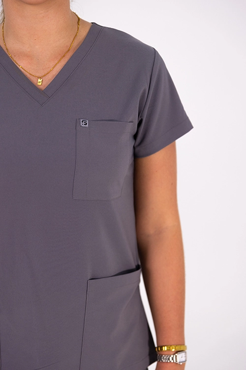 Scrubos Frontrunner Ladies Grey Scrub Top