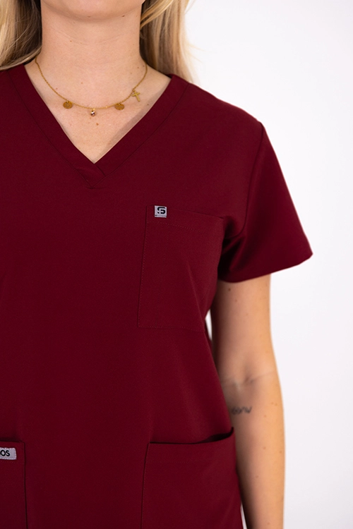 Scrubos Frontrunner Ladies Maroon Scrub Top