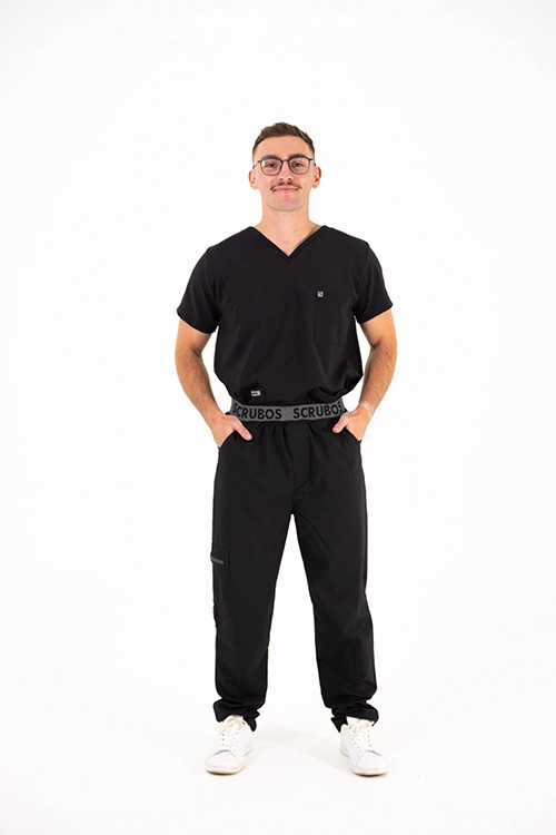 Scrubos Frontrunner Mens Straight-Cut Black Scrub Pants