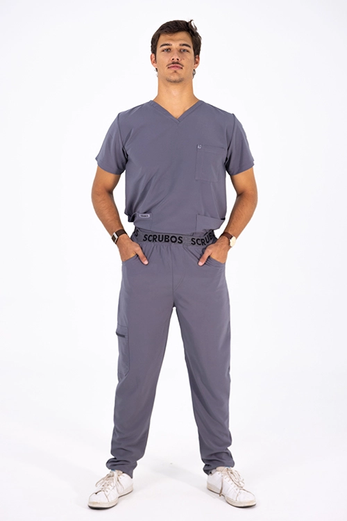 Scrubos Frontrunner Mens Straight-Cut Grey Scrub Pants