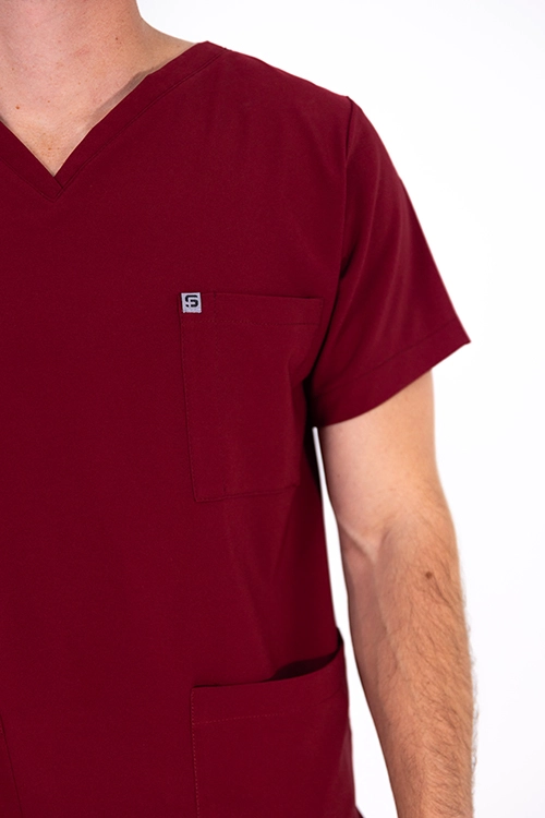 Scrubos FrontRunner Mens Maroon Scrub Top