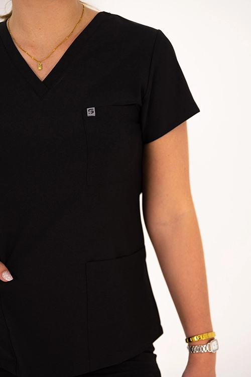 Scrubos Frontrunner Ladies Black Scrub Top