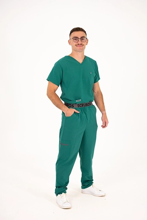 Scrubos FrontRunner Men Green Straight-Cut Scrub Pants