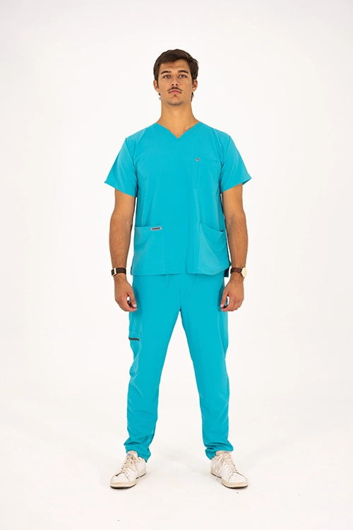 Scrubos FrontRunner Mens Aqua Straight-Cut Scrub Pants
