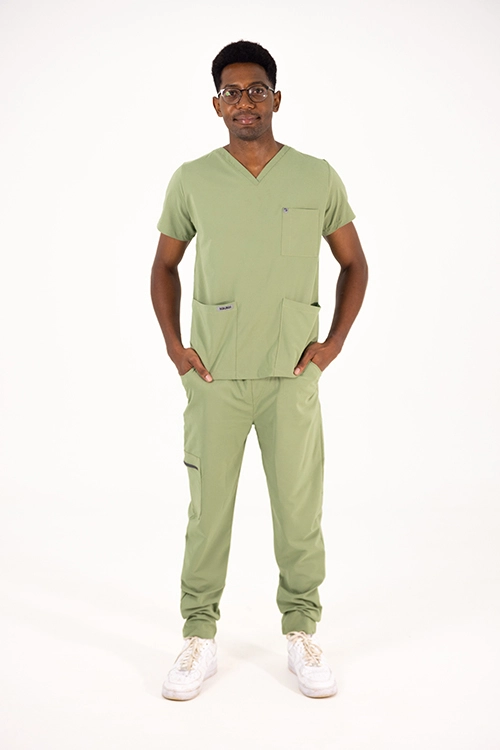Scrubos FrontRunner Mens Sage Straight-Cut Scrub Pants